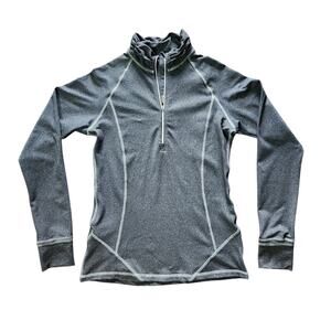 Sofibella half zip top long sleeves ruched collar heather gray size L